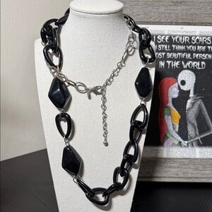 Vintage Chico's Black and Silver Statement Necklace